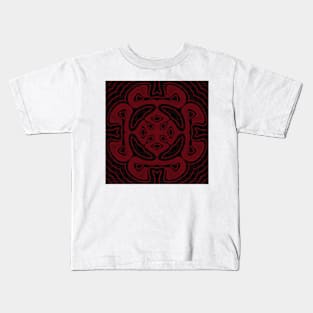 Maroon on Black Checkerboard Pattern Kids T-Shirt